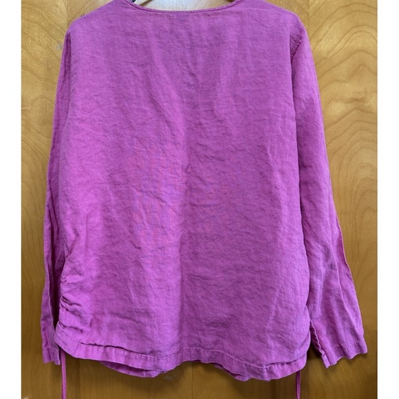 Gap Womens 100 % Linen Ruched‎ Sides V-neck Tunic Beachy Pink Sz XL - Picture 3 of 9
